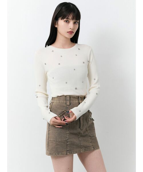 MURUA（ムルーア）の「メニーポケットカーゴスカート（スカート・レディース・グレー/ブラック/ブラウン・1/2）」の4枚目の写真