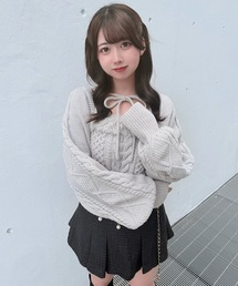 ファーケーブルアンサンブルニット