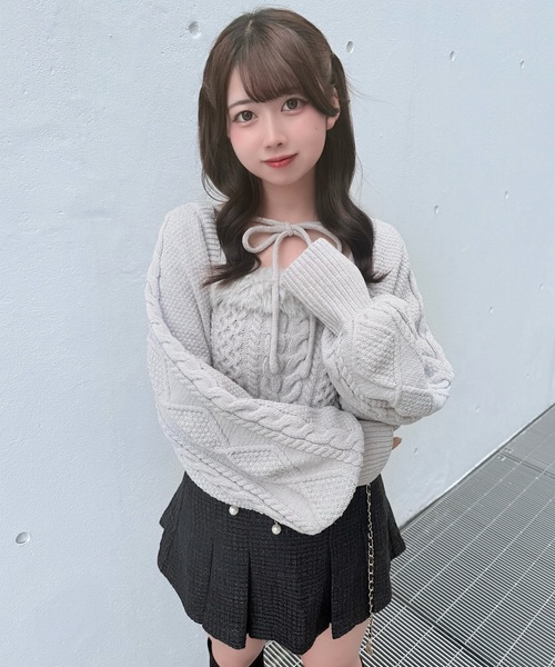 ファーケーブルアンサンブルニット（ニット/セーター）｜NOMAE