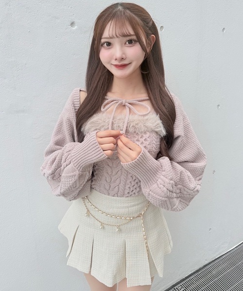 セール】ファーケーブルアンサンブルニット（ニット/セーター）｜NOMAE