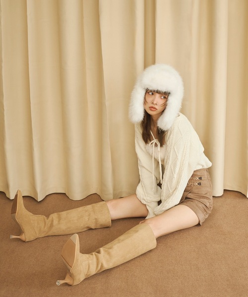 NOMAE（ノーマエ）の「ファーケーブルアンサンブルニット（ニット/セーター・レディース・ブラック/アイボリー/ピンク/グレー・FREE）」の16枚目の写真