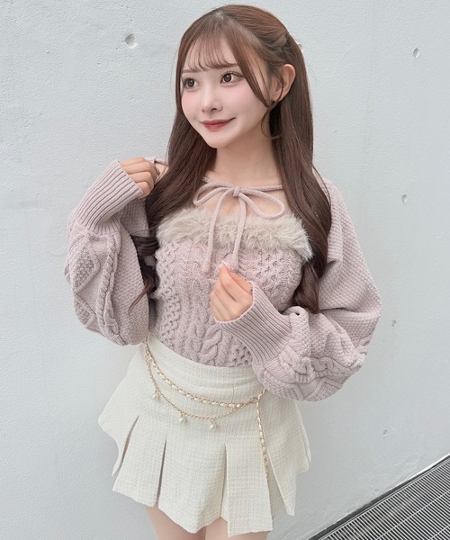 ファーケーブルアンサンブルニット（ニット/セーター）｜NOMAE