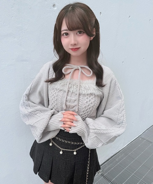 ファーケーブルアンサンブルニット（ニット/セーター）｜NOMAE