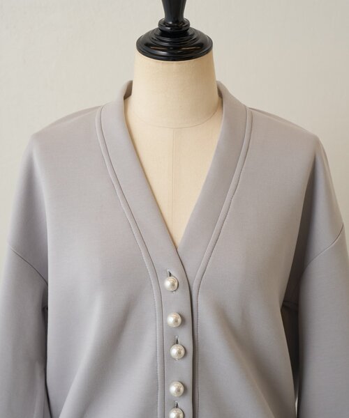 BEARDSLEY（ビアズリー）の「パール釦ダンボールカーディガン（カーディガン/ボレロ・レディース・グレー/ブラック・FREE）」の10枚目の写真