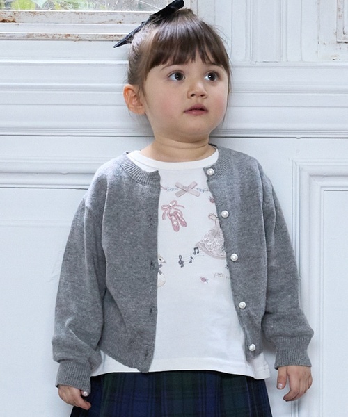 petit main(プティマイン)の「【リンク】パールボタンニットカーディガン(カーディガン/ボレロ・キッズ・ブラック/トップグレー/レッド/アイボリー・M/S/L)」の3枚目の写真