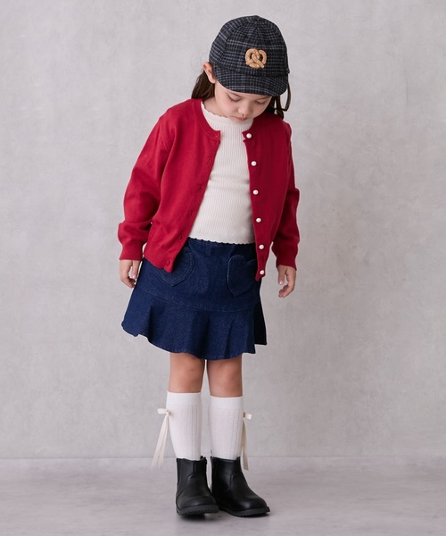 petit main(プティマイン)の「【リンク】パールボタンニットカーディガン(カーディガン/ボレロ・キッズ・ブラック/トップグレー/レッド/アイボリー・M/S/L)」の5枚目の写真