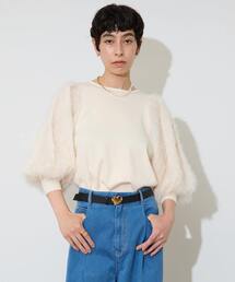 フェザーコンビボリュームスリーブニット
