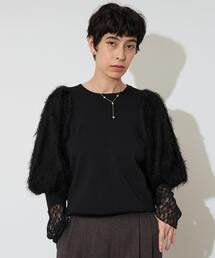 フェザーコンビボリュームスリーブニット