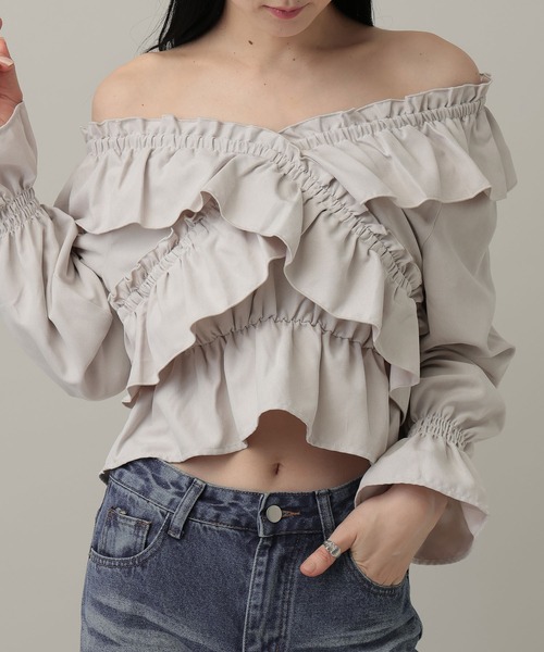 3.3 Field Trip （3.3フィールドトリップ）の「3.3 Field Trip／アソートクロスフリルブラウス（シャツ/ブラウス・レディース・その他2/その他3/その他1/オフホワイト/ブルー/ブラック・FREE）」の2枚目の写真