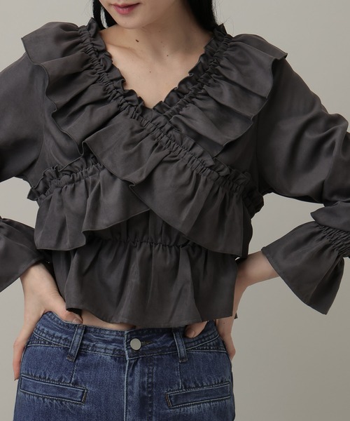 3.3 Field Trip （3.3フィールドトリップ）の「3.3 Field Trip／アソートクロスフリルブラウス（シャツ/ブラウス・レディース・その他2/その他3/その他1/オフホワイト/ブルー/ブラック・FREE）」の3枚目の写真