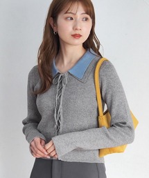 tiptop | 前レースアップ襟付きニットプルオーバー(ニット/セーター)