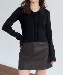 tiptop | 前レースアップ襟付きニットプルオーバー(ニット/セーター)