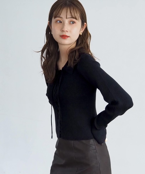 tiptop（ティップトップ）の「前レースアップ襟付きニットプルオーバー（ニット/セーター・レディース・ブラウン/ブラック/アイボリー/エンジ/ネイビー系/グレー系その他・FREE）」の19枚目の写真