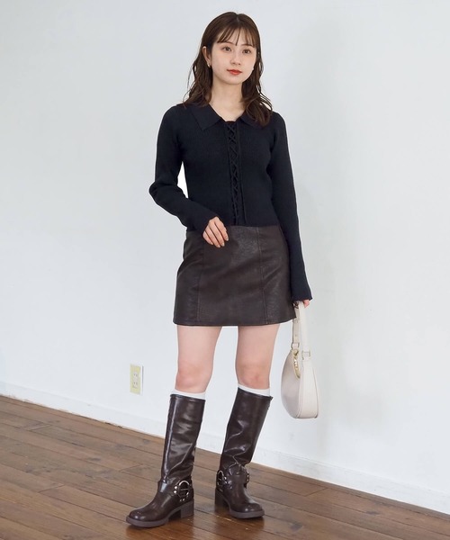 tiptop（ティップトップ）の「前レースアップ襟付きニットプルオーバー（ニット/セーター・レディース・ブラウン/ブラック/アイボリー/エンジ/ネイビー系/グレー系その他・FREE）」の20枚目の写真