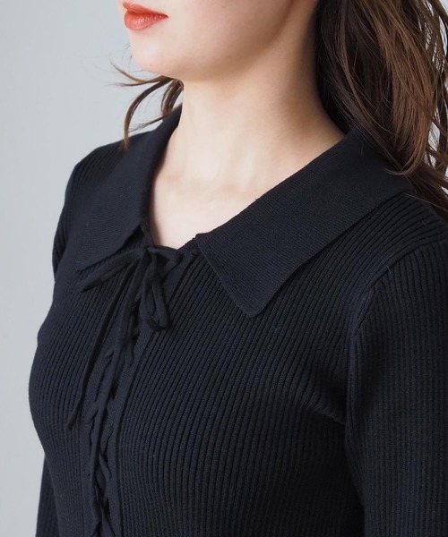 tiptop（ティップトップ）の「前レースアップ襟付きニットプルオーバー（ニット/セーター・レディース・ブラウン/ブラック/アイボリー/エンジ/ネイビー系/グレー系その他・FREE）」の21枚目の写真