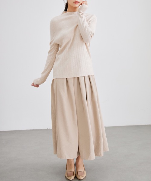 Lace Ladies(レースレディース)の「オフネック ボタン ランダムリブ ニット トップス(ニット/セーター・レディース・ベージュ/ブラック/アイボリー/ダークグレー・FREE)」の19枚目の写真