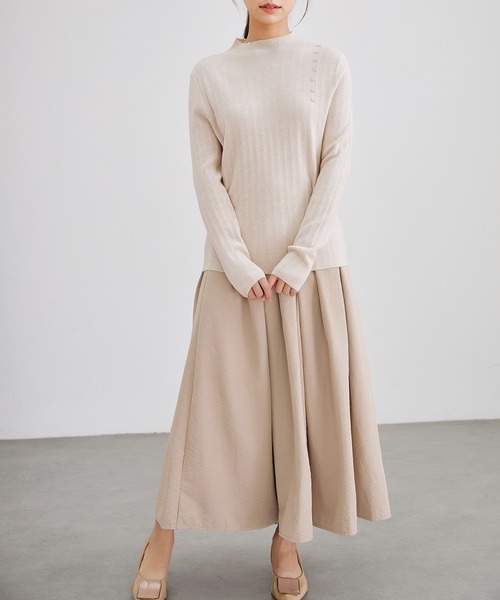 Lace Ladies(レースレディース)の「オフネック ボタン ランダムリブ ニット トップス(ニット/セーター・レディース・ベージュ/ブラック/アイボリー/ダークグレー・FREE)」の22枚目の写真
