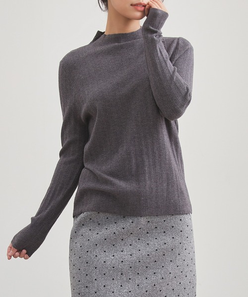 Lace Ladies(レースレディース)の「オフネック ボタン ランダムリブ ニット トップス(ニット/セーター・レディース・ベージュ/ブラック/アイボリー/ダークグレー・FREE)」の6枚目の写真