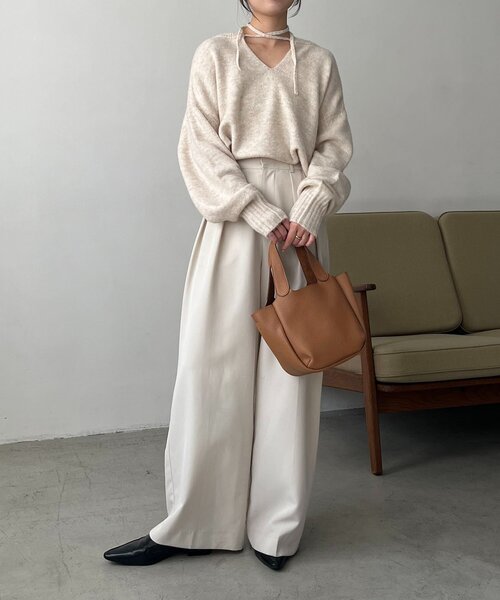 前後2WAY】もちふわ2WAYスキッパーニット（ニット/セーター