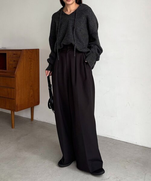 CAPRICIEUX LE'MAGE（カプリシューレマージュ）の「【前後2WAY】もちふわ2WAYスキッパーニット（ニット/セーター・レディース・モカ/ボルドー/チャコールグレー/アイボリー・FREE）」の5枚目の写真