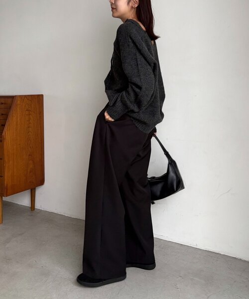 CAPRICIEUX LE'MAGE（カプリシューレマージュ）の「【前後2WAY】もちふわ2WAYスキッパーニット（ニット/セーター・レディース・モカ/ボルドー/チャコールグレー/アイボリー・FREE）」の9枚目の写真