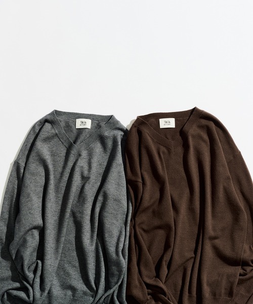 セール】HIGH GAUGE V NECK KNIT / ハイゲージVネックニット（ニット