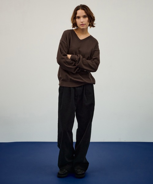 WETTEMPT(ウィテンプト)の「HIGH GAUGE V NECK KNIT / ハイゲージVネックニット(ニット/セーター・メンズ・ブラウン/グレー・SMALL/MEDIUM/LARGE)」の7枚目の写真