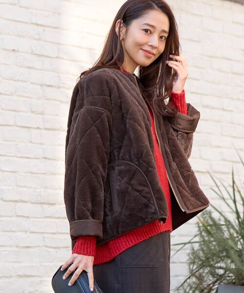 セール】《2WAY仕様◎》リバーシブルZIPファーキルトブルゾン