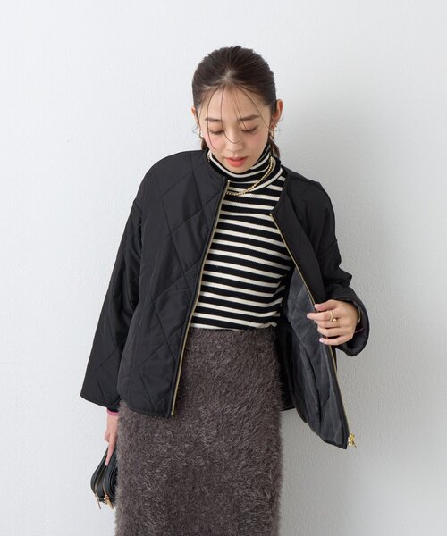 セール】《2WAY仕様◎》リバーシブルZIPファーキルトブルゾン