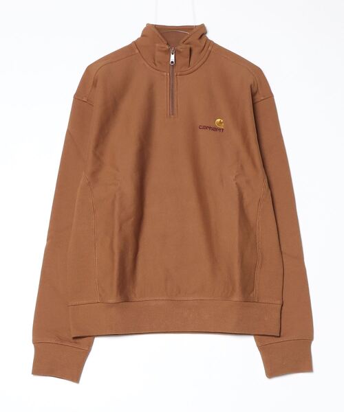 Carhartt WIP（カーハートダブリューアイピー）の「HALF ZIP AMERICAN SCRIPT SWEAT（パーカー・メンズ・ヘザーグレー/オフホワイト/ブラウン/バーガンディー・SMALL/MEDIUM/LARGE/X-LARGE）」の4枚目の写真