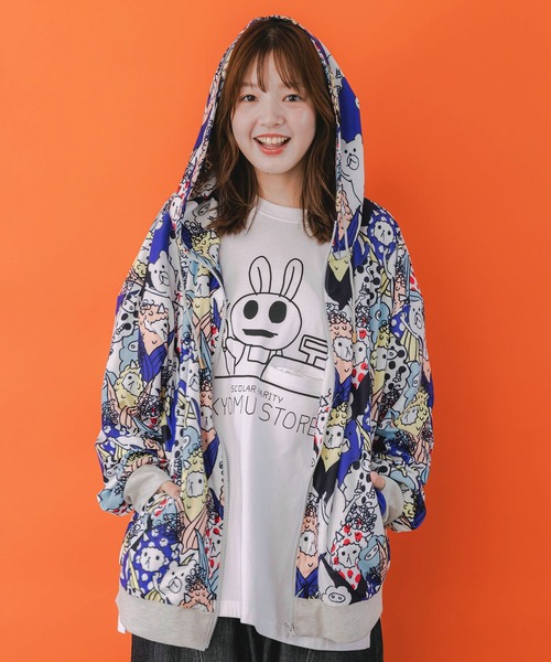 セール】353114：カラフルにゃんもろこし尽くしパーカー（パーカー