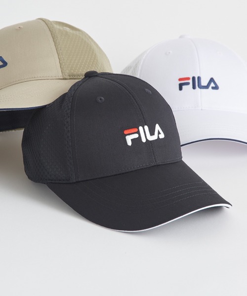 FILA(フィラ)の「【FILA】フィラ FLM TC LT-MESH CAP TCツイル/ライトメッシュ ワイドキャップ ツバ広ろで日焼け対策!小(キャップ・メンズ・ブラック・FREE)」の1枚目の写真