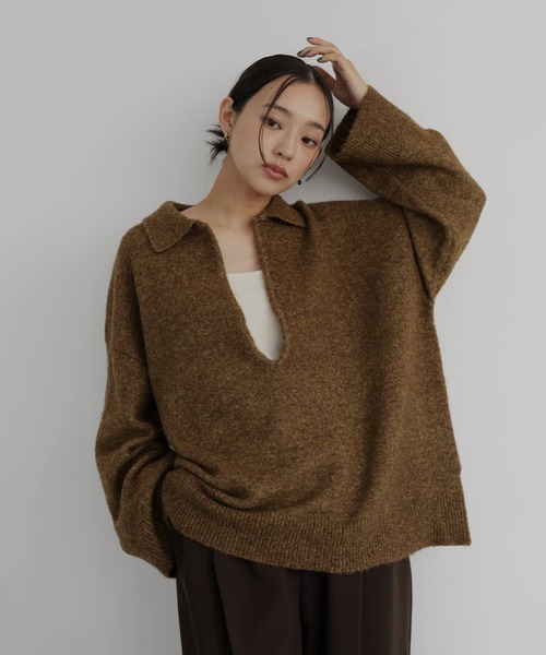 セール】キーネックポロニット（ニット/セーター）｜hellam（へラム