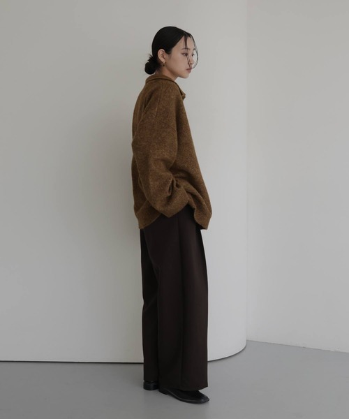 hellam(へラム)の「キーネックポロニット(ニット/セーター・レディース・杢グレー/チャコール/オートミール/マスタード・FREE)」の7枚目の写真