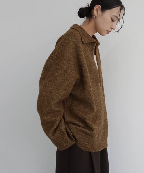 hellam(へラム)の「キーネックポロニット(ニット/セーター・レディース・杢グレー/チャコール/オートミール/マスタード・FREE)」の10枚目の写真