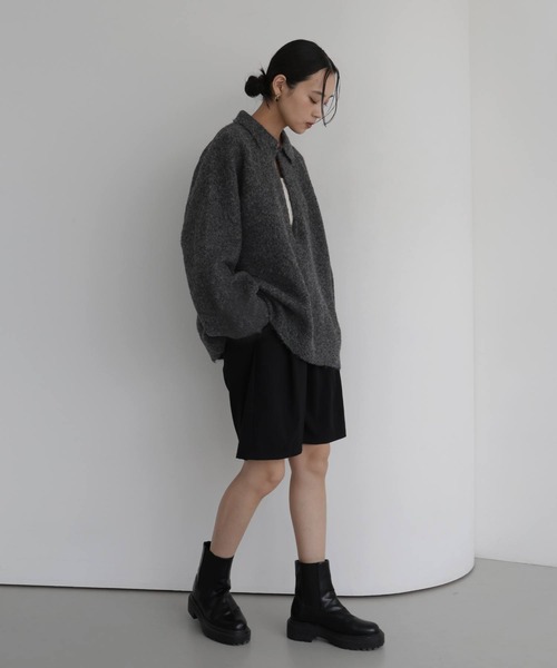 hellam(へラム)の「キーネックポロニット(ニット/セーター・レディース・杢グレー/チャコール/オートミール/マスタード・FREE)」の15枚目の写真