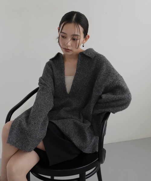 キーネックポロニット（ニット/セーター）｜hellam（へラム）の