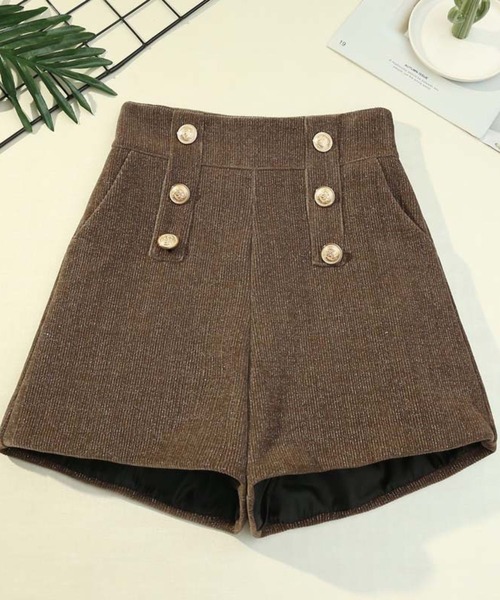 SPIGA（スピーガ）の「ﾊｲｳｴｽﾄﾀﾞﾌﾞﾙﾎﾞﾀﾝｼｮｰﾄﾊﾟﾝﾂ（その他パンツ・レディース・ブラウン/ブラック・LARGE/X-LARGE）」の2枚目の写真