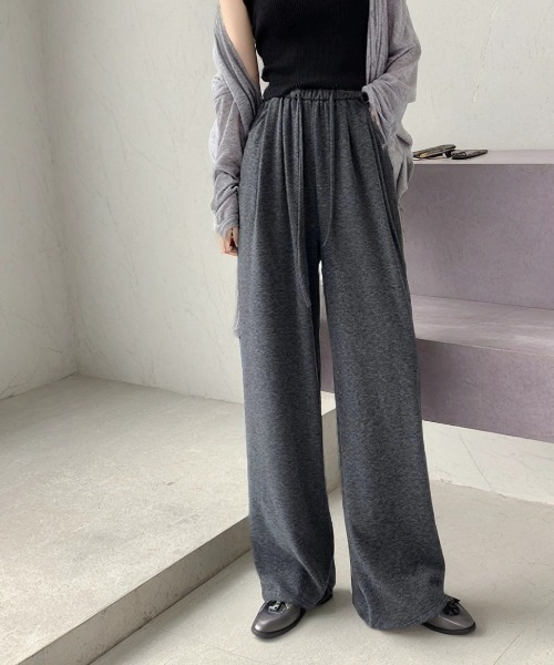 cammie(キャミー)の「ウエストリボンリラックスパンツ(その他パンツ・レディース・グレー/ベージュ/ダークグレー・F/FREE)」の2枚目の写真