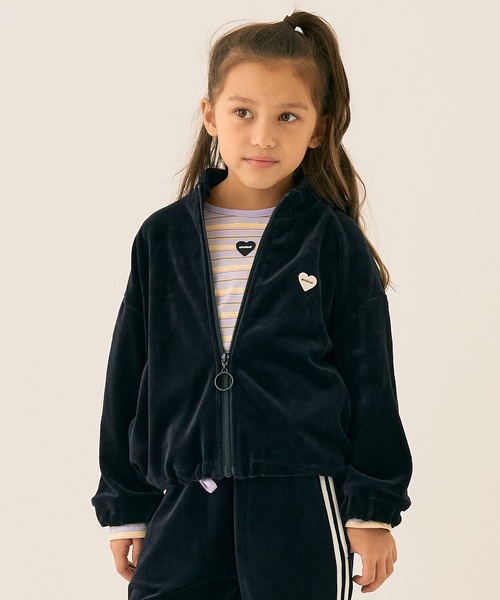 minimal（ミニマル）の「ベロアトラックジャケット（ブルゾン・キッズ・ブラック/ピンク・140cm/110cm/90cm/100cm/130cm/120cm）」の2枚目の写真