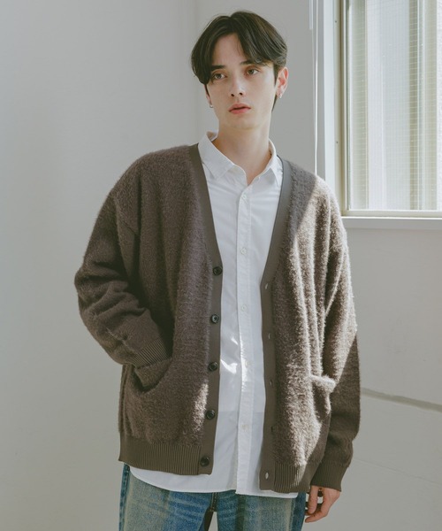 RAGEBLUE（レイジブルー）の「シャギーニットカーディガン（カーディガン/ボレロ・メンズ・レッド/グレー/ブラック・MEDIUM/LARGE）」の2枚目の写真