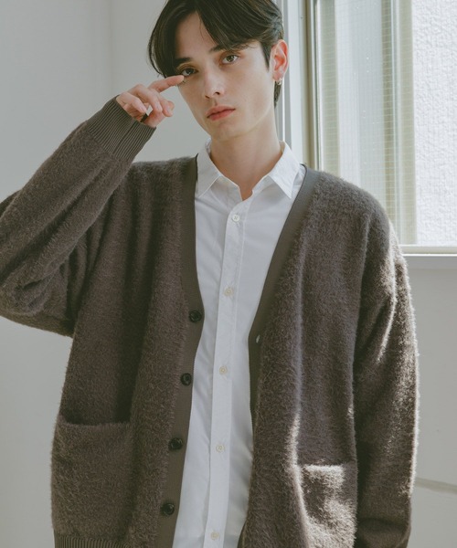 RAGEBLUE（レイジブルー）の「シャギーニットカーディガン（カーディガン/ボレロ・メンズ・レッド/グレー/ブラック・MEDIUM/LARGE）」の5枚目の写真