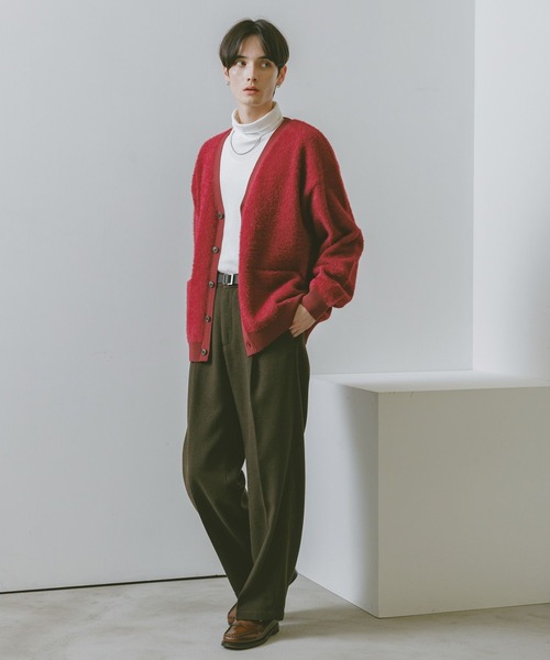 RAGEBLUE（レイジブルー）の「シャギーニットカーディガン（カーディガン/ボレロ・メンズ・レッド/グレー/ブラック・MEDIUM/LARGE）」の4枚目の写真