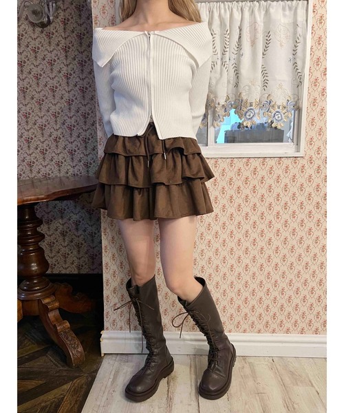 PHILLY(フィリー)の「ビッグカラージップニットカーディガン(カーディガン/ボレロ・レディース・ホワイト/ブラック/チャコールグレー・FREE)」の7枚目の写真