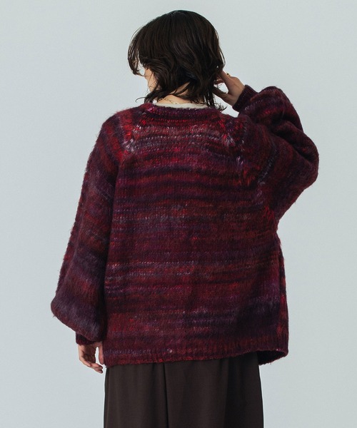 ROSE BUD(ローズバッド)の「(CREOLME)SHAGGY KNIT CARDIGAN(カーディガン/ボレロ・レディース・ネイビー/バーガンディー・ONE SIZE)」の9枚目の写真