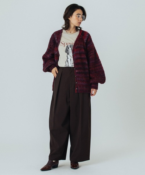 ROSE BUD(ローズバッド)の「(CREOLME)SHAGGY KNIT CARDIGAN(カーディガン/ボレロ・レディース・ネイビー/バーガンディー・ONE SIZE)」の11枚目の写真
