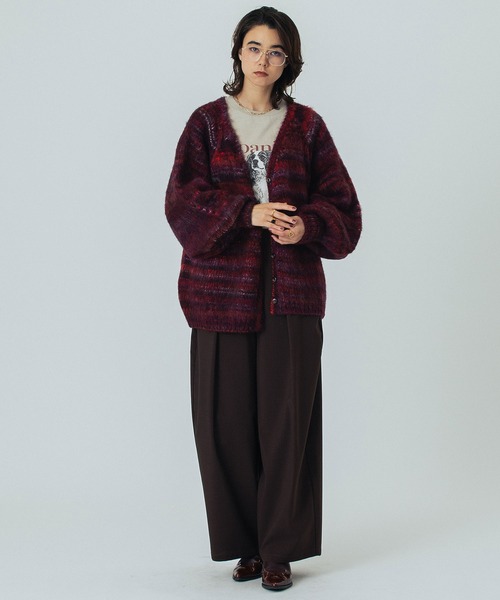 ROSE BUD(ローズバッド)の「(CREOLME)SHAGGY KNIT CARDIGAN(カーディガン/ボレロ・レディース・ネイビー/バーガンディー・ONE SIZE)」の12枚目の写真