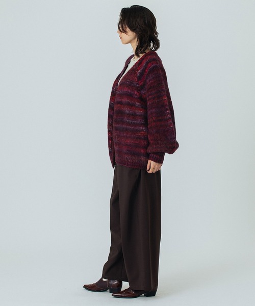 ROSE BUD(ローズバッド)の「(CREOLME)SHAGGY KNIT CARDIGAN(カーディガン/ボレロ・レディース・ネイビー/バーガンディー・ONE SIZE)」の14枚目の写真