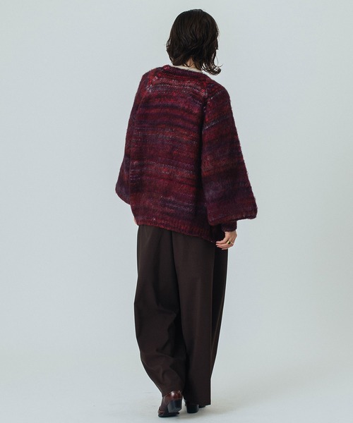 ROSE BUD(ローズバッド)の「(CREOLME)SHAGGY KNIT CARDIGAN(カーディガン/ボレロ・レディース・ネイビー/バーガンディー・ONE SIZE)」の15枚目の写真