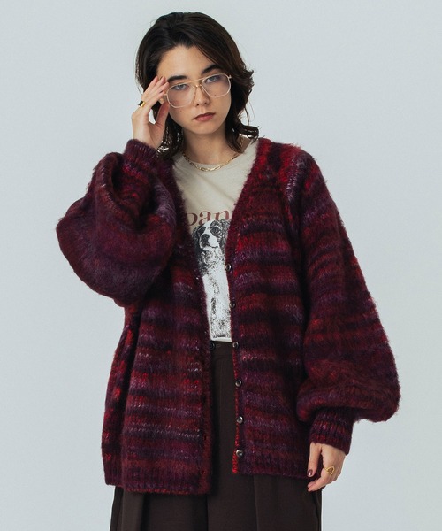 ROSE BUD(ローズバッド)の「(CREOLME)SHAGGY KNIT CARDIGAN(カーディガン/ボレロ・レディース・ネイビー/バーガンディー・ONE SIZE)」の18枚目の写真